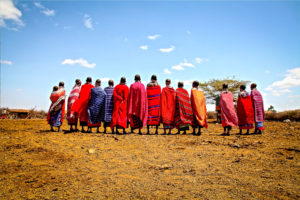 Kenyan women standing in line